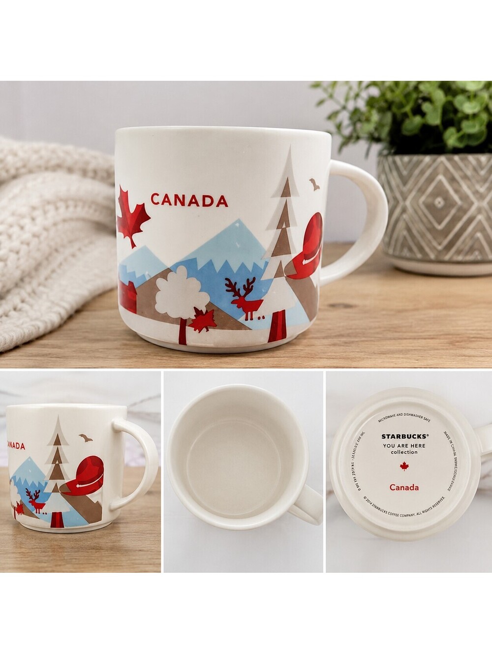 Starbucks Canada You Are Here YAH Mug 2014 Ceramic Coffee Cup 14 oz Red Moose